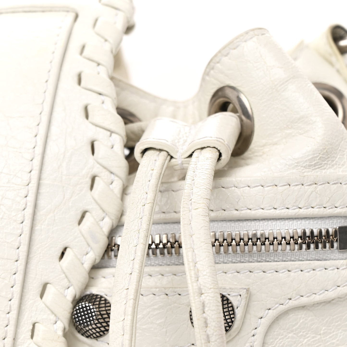 Agneau Arena Le Cagole Bucket Bag XS Optic White