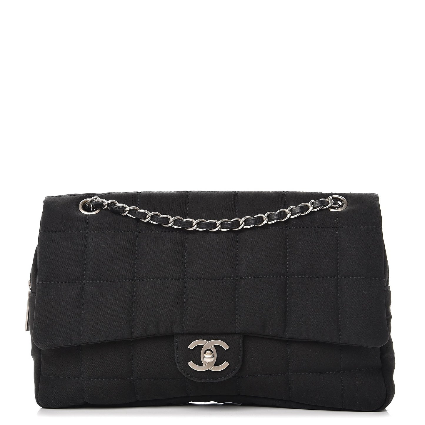 Nylon Square Quilted Flap Black