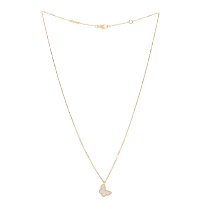 Van Cleef & Arpels 18K Yellow Gold Mother of Pearl Sweet Alhambra Butterfly Pendant Necklace 2 of 4