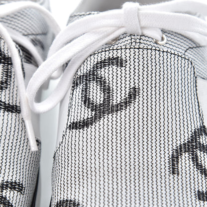 Chanel Embroidered Calfskin Womens CC Sneakers 39.5 Black White 6 of 12
