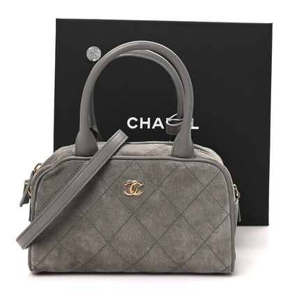 Chanel Suede Calfskin Small Perfect Bowling Bag Grey 11 of 11