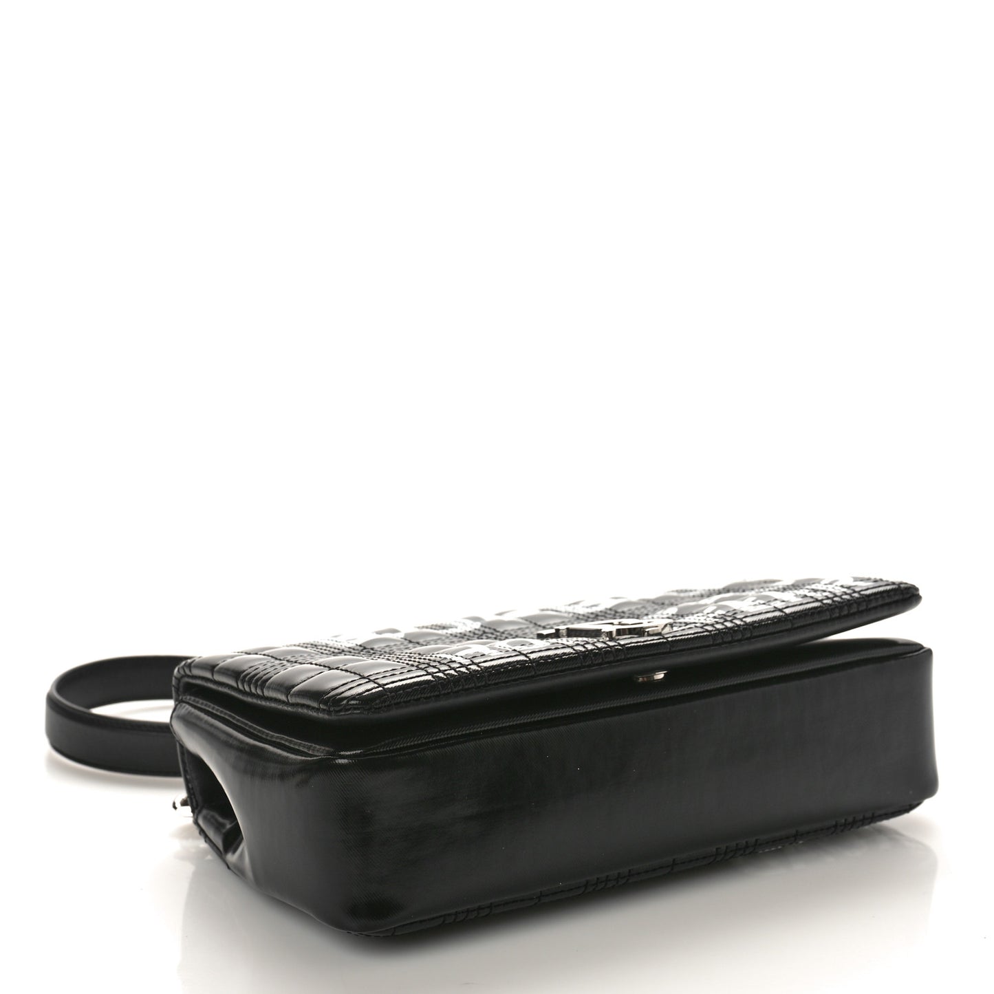 Patent Quilted Horseferry Print Small Lola Bag Black