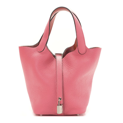 Hermes Taurillon Clemence Picotin Lock 18 PM Rose Azalee 1 of 9