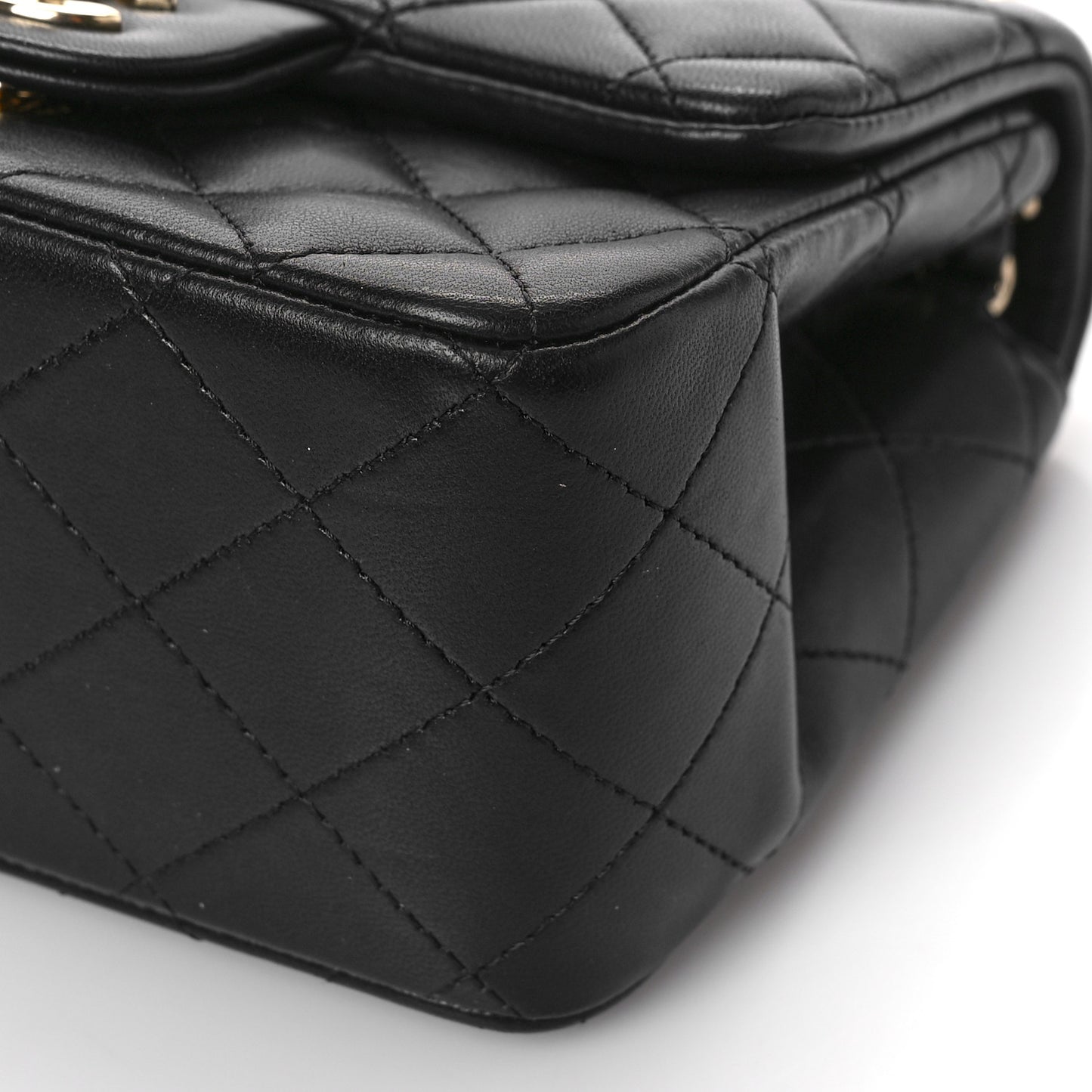 Lambskin Quilted Mini Square Flap Black