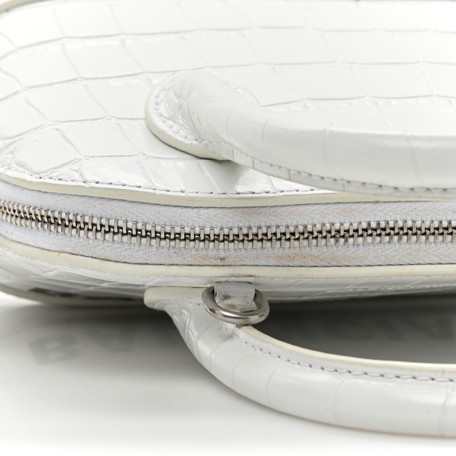 Balenciaga Calfskin Crocodile Embossed XXS Ville Top Handle Bag White Black 18 of 19