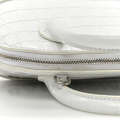 Balenciaga Calfskin Crocodile Embossed XXS Ville Top Handle Bag White Black 18 of 19