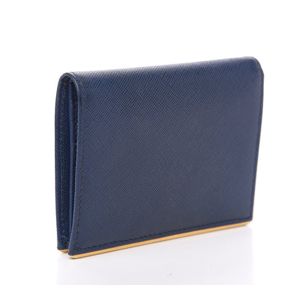 Prada Saffiano Metal Bar Bi-Fold Wallet Bluette 2 of 5