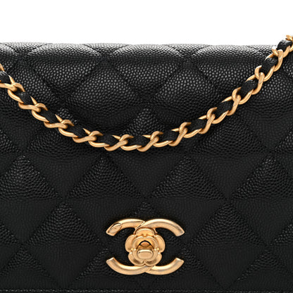 Chanel Caviar Quilted Camellia Clutch With Chain Black 9 of 12