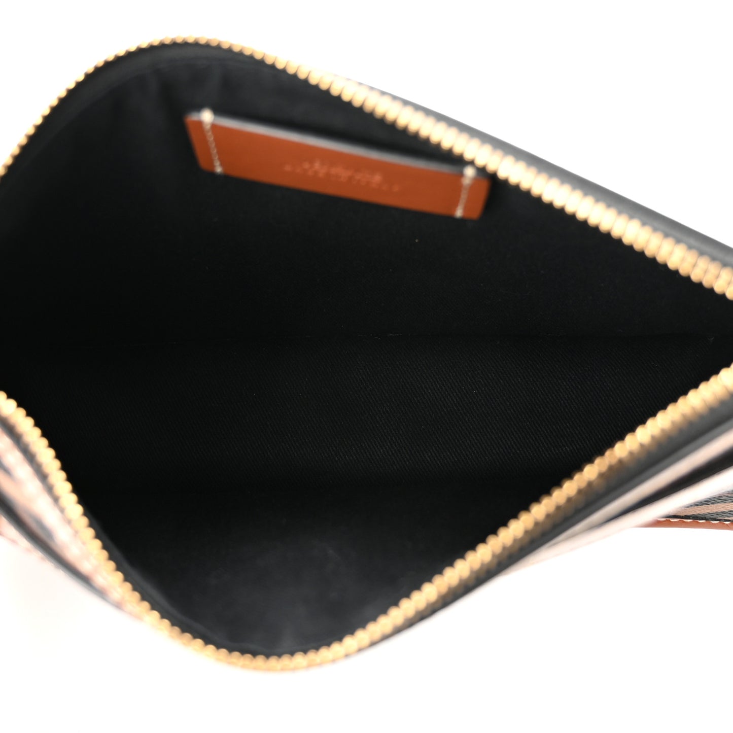 Coated Canvas Medium La Greca Signature Pouch Black Caramel