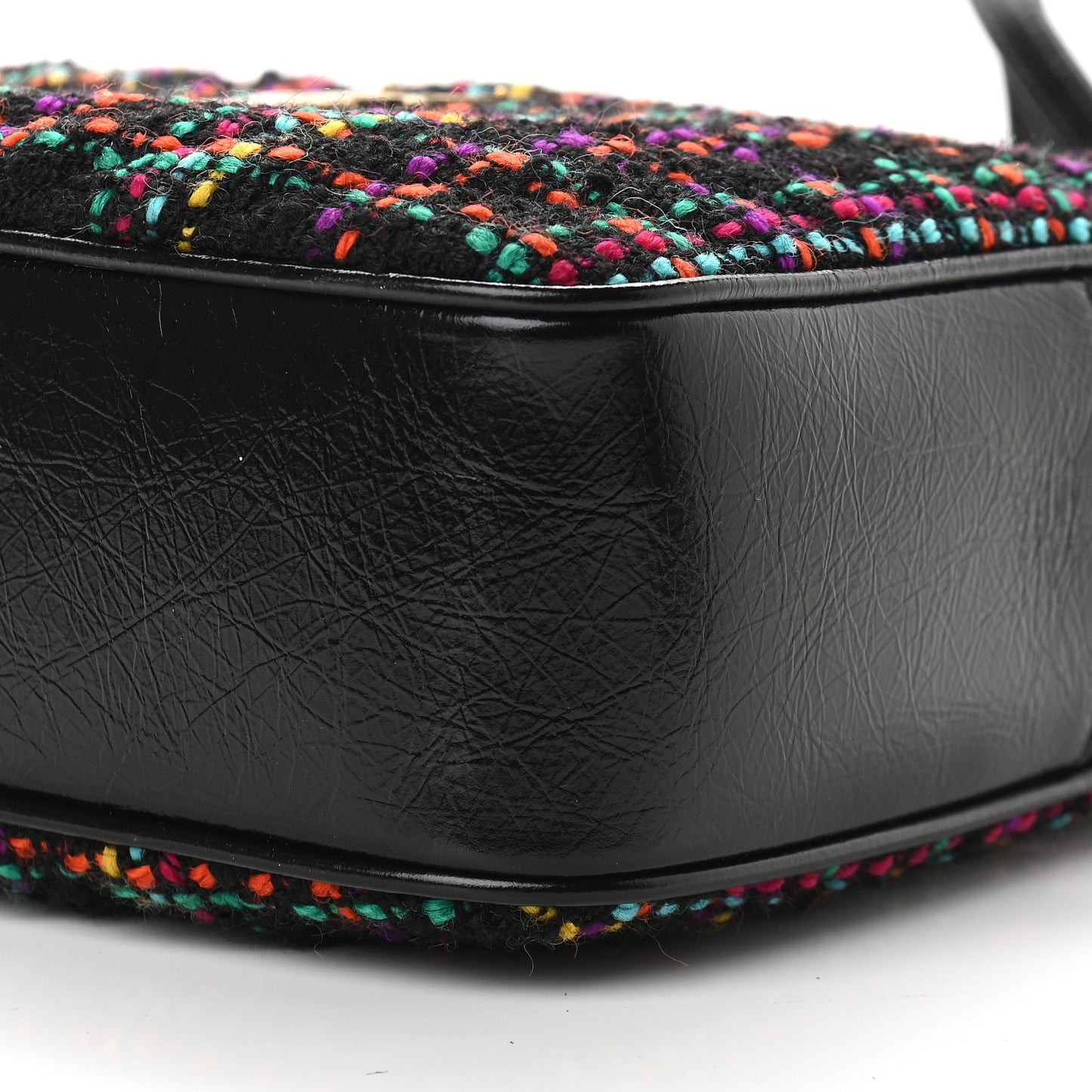 Tweed Calfskin Monogram Lou Camera Bag Black