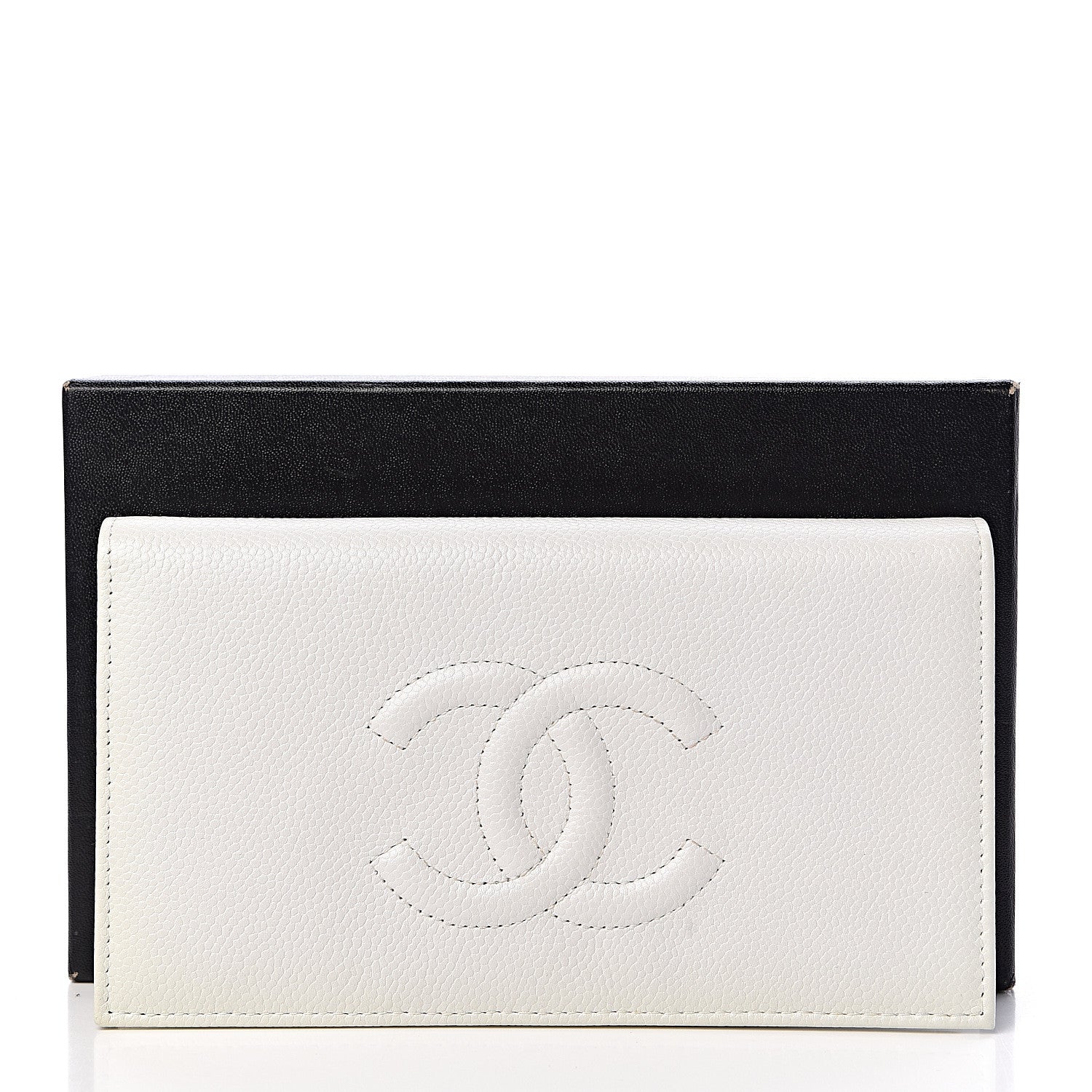 Chanel Caviar Timeless CC Yen Wallet White 9 of 9