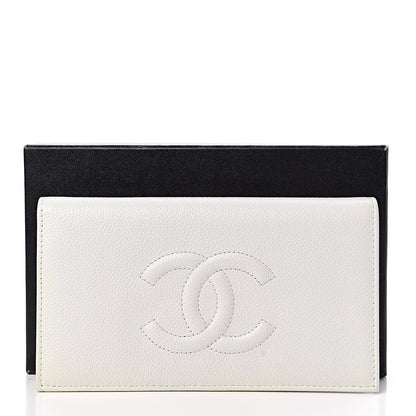 Chanel Caviar Timeless CC Yen Wallet White 9 of 9