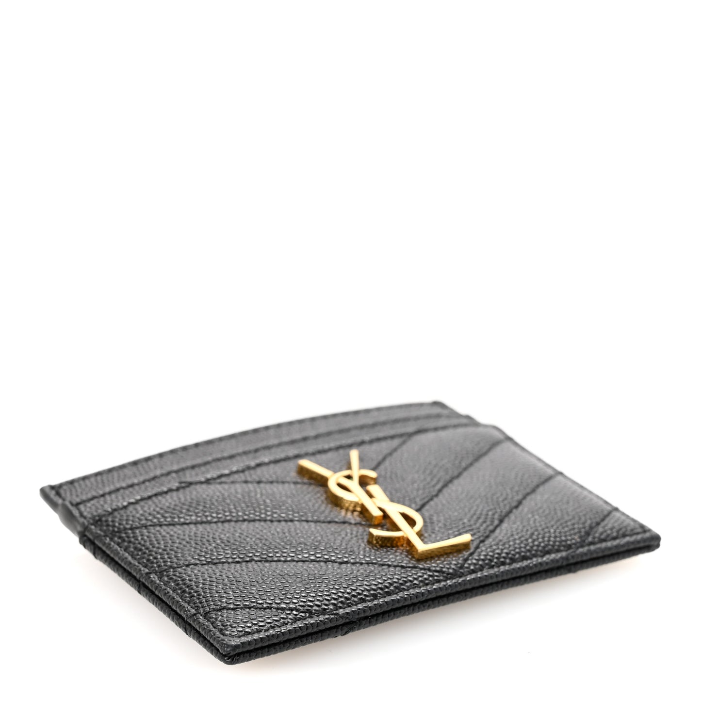 Grain De Poudre Matelasse Chevron Monogram Credit Card Case Black
