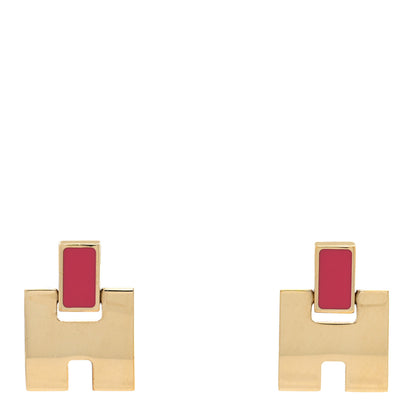 Hermes Rose Gold Lacquer Eileen Earrings Pink 1 of 5