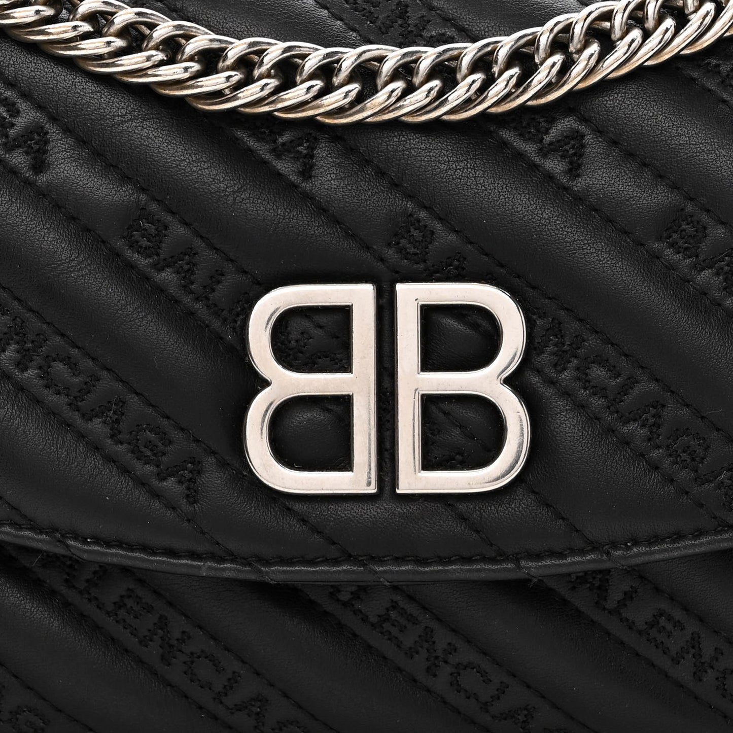 Calfskin Logo Matelasse S BB Round Shoulder Bag Black