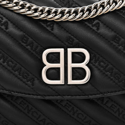Balenciaga Calfskin Logo Matelasse S BB Round Shoulder Bag Black 7 of 10