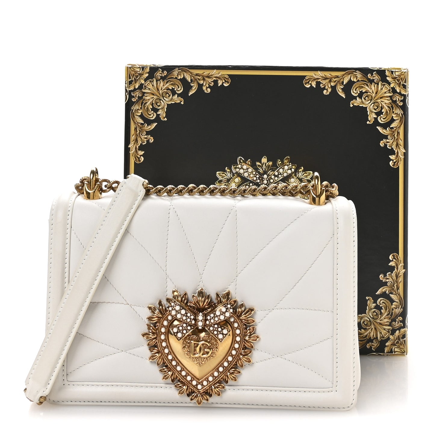 Calfskin Medium Devotion Crossbody Bag White
