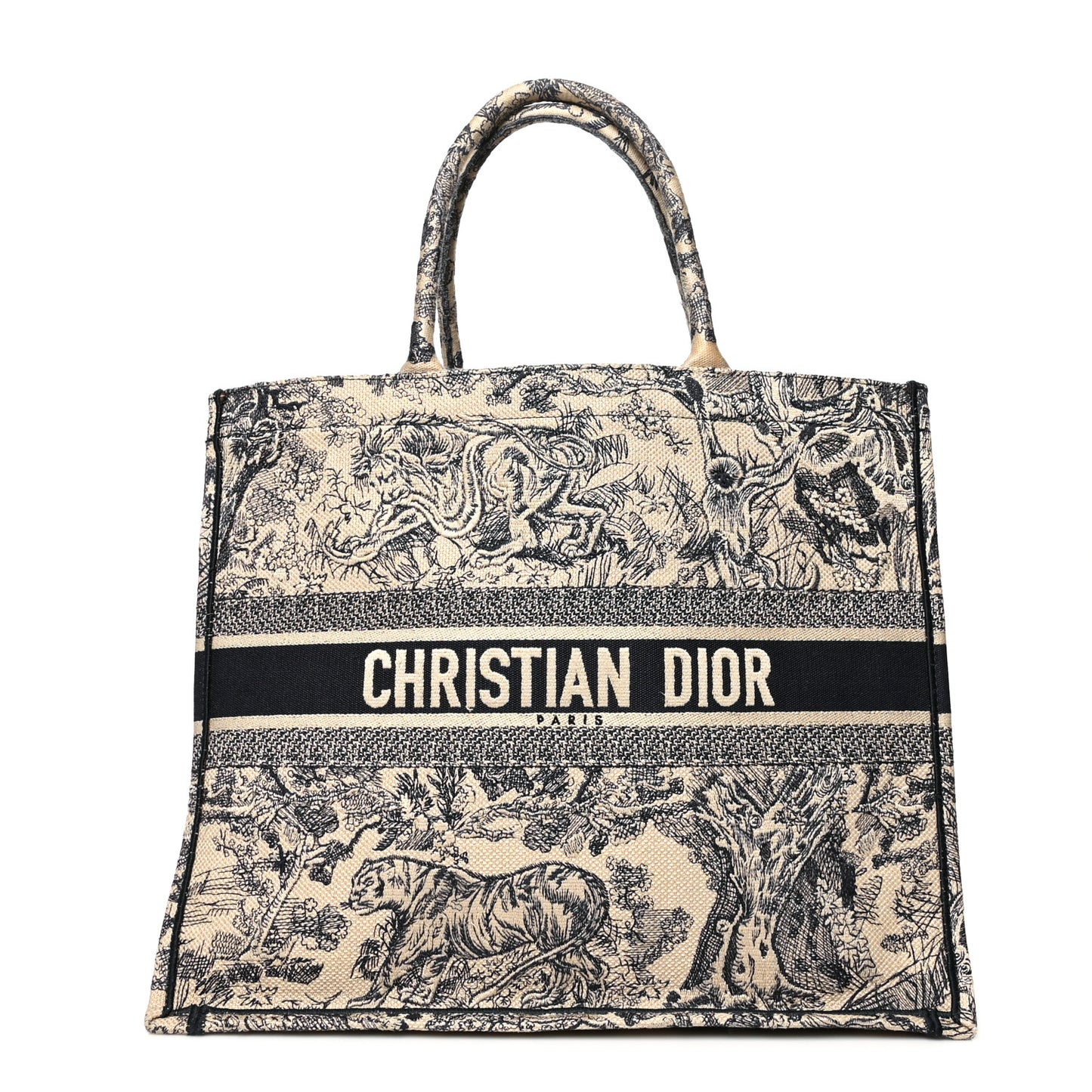 Canvas Embroidered Large Dioriviera Toile De Jouy Book Tote Black