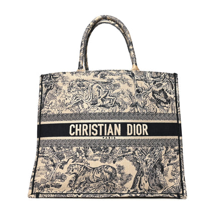 Christian Dior Canvas Embroidered Large Dioriviera Toile De Jouy Book Tote Black 1 of 12
