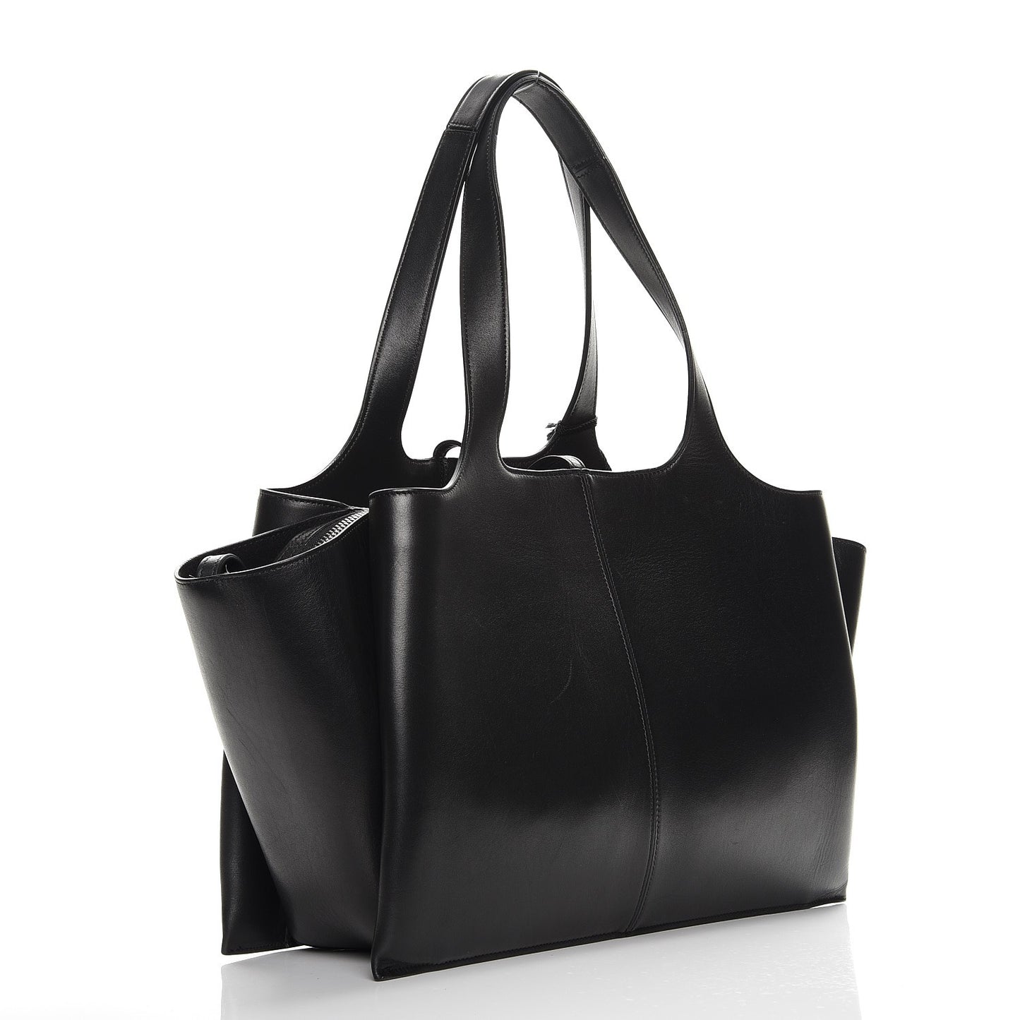 Supple Natural Calfskin Medium Tri-Fold Bag Black