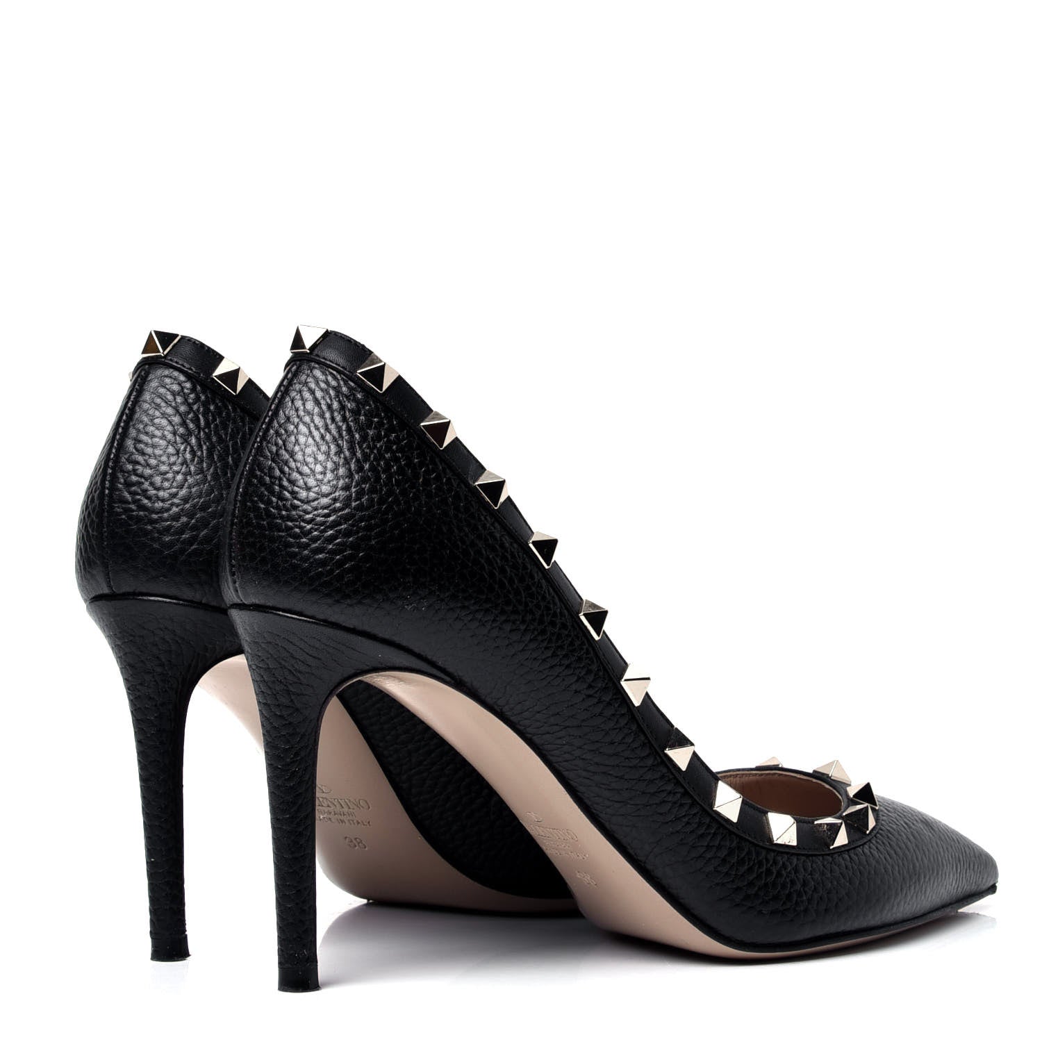 Valentino Garavani Pebbled Calfskin Rockstud 85mm Pumps 38 Black 4 of 6
