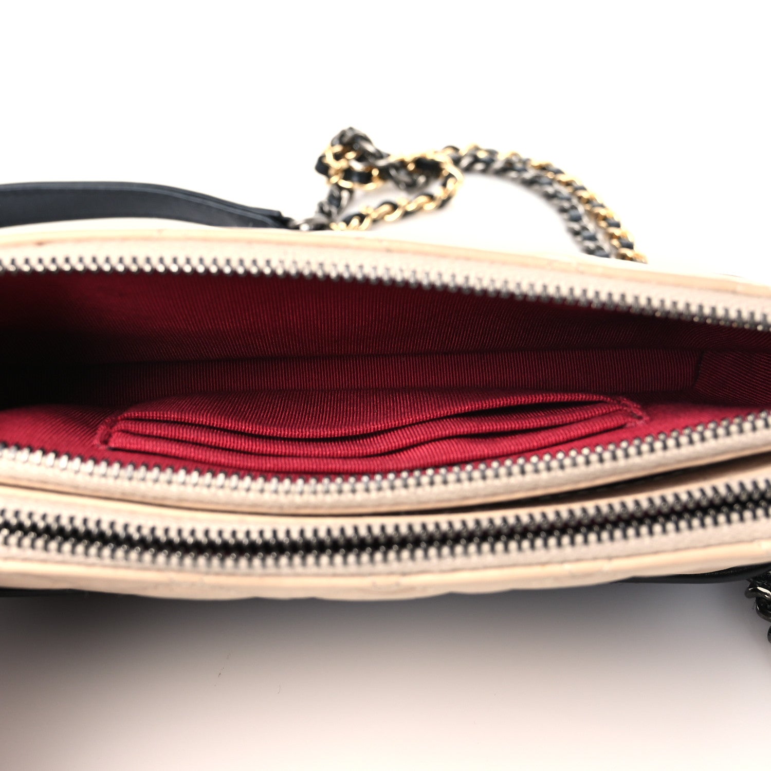 Chanel Aged Calfskin Quilted Small Gabrielle Clutch With Chain Beige Black 7 of 13