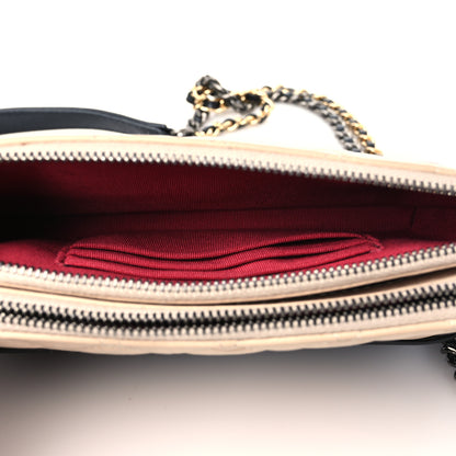 Chanel Aged Calfskin Quilted Small Gabrielle Clutch With Chain Beige Black 7 of 13