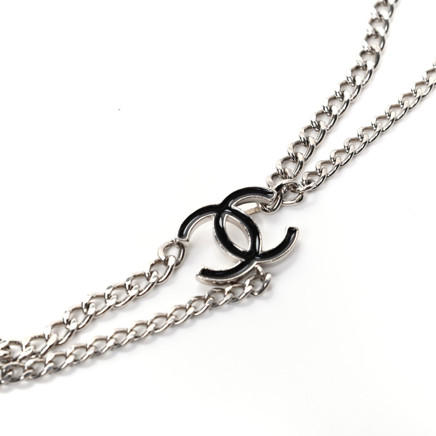 Chanel Enamel CC Chain Logo Belt Silver Black 4 of 5