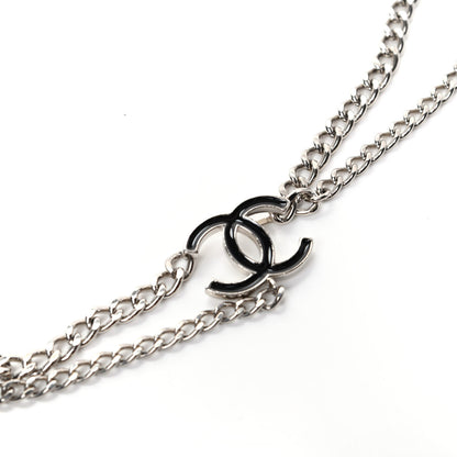 Chanel Enamel CC Chain Logo Belt Silver Black 4 of 5