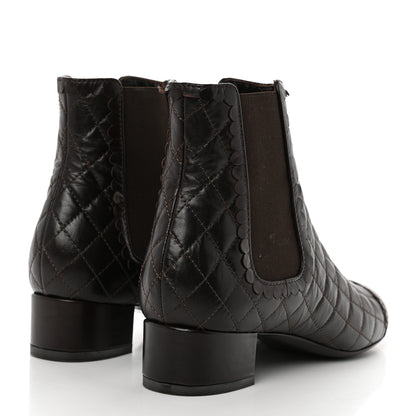 Chanel Lambskin Quilted Cap Toe CC Ankle Boots 36 Dark Brown 4 of 8