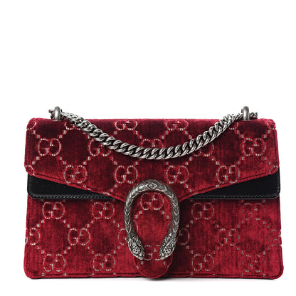 Gucci Velvet Skipper GG Monogram Small Dionysus Shoulder Bag Red Cipria Black 1 of 12