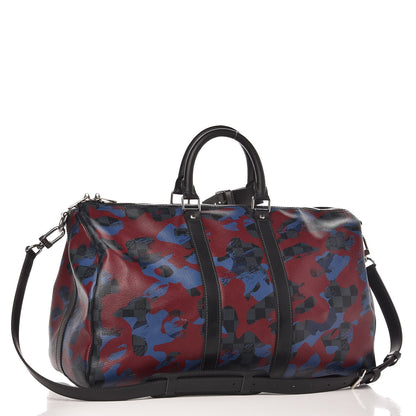 Louis Vuitton Damier Cobalt Camouflage Keepall Bandouliere 45 Bordeaux 3 of 14