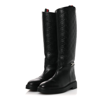 Gucci Guccissima Real Betis Glamour Calfskin Michelangelo Slim Horsebit Riding Boots 39.5 Black 4 of 15
