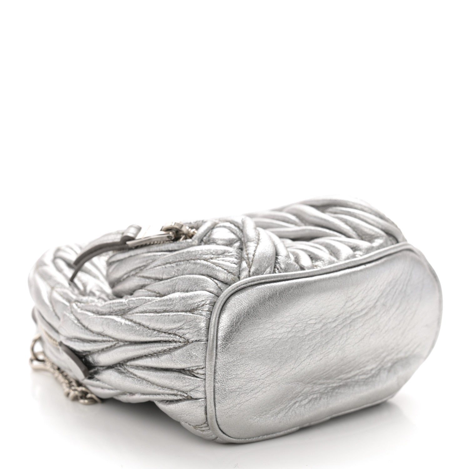 Miu Miu Metallic Nappa Matelasse Lux Mini Backpack Cromo 1515891