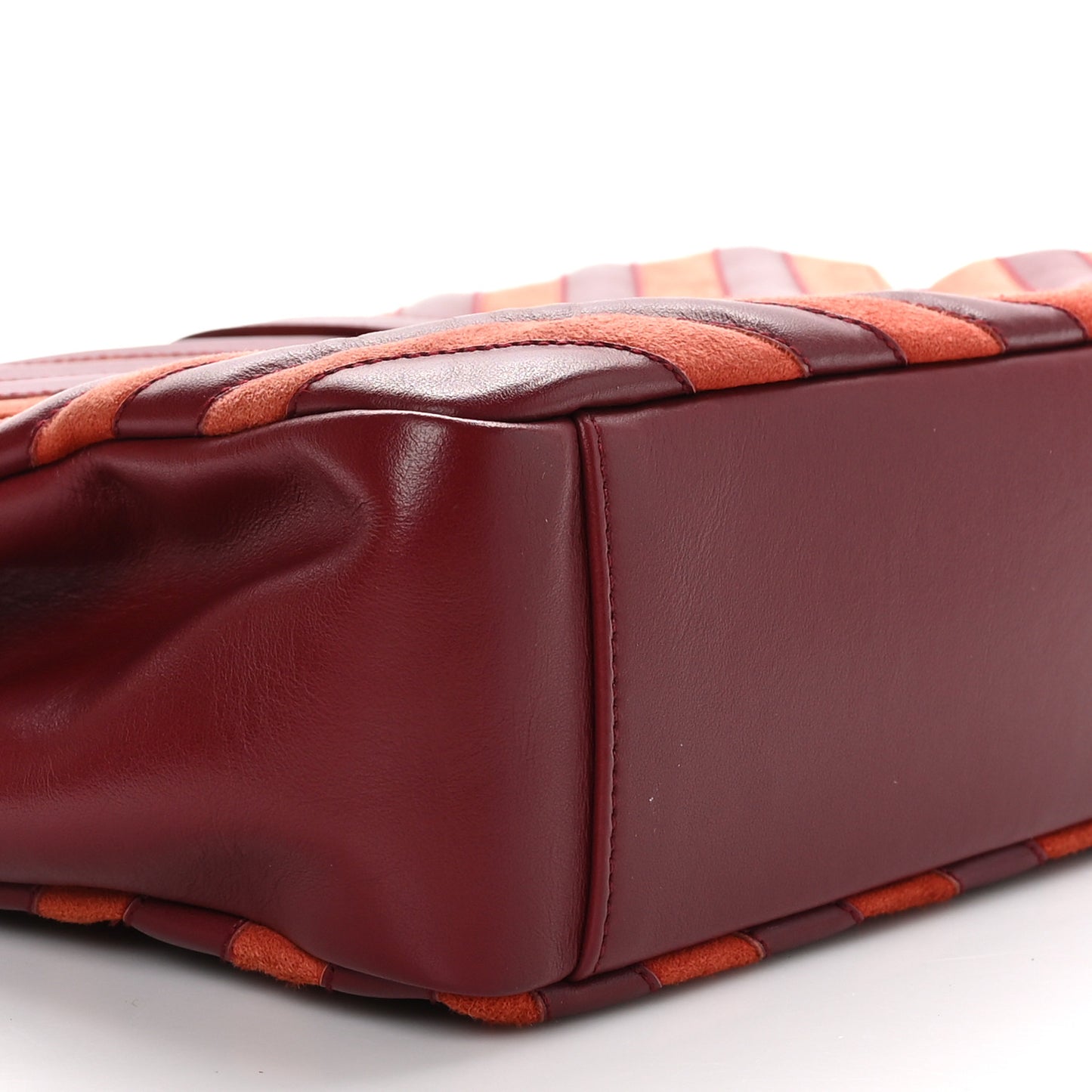 Calfskin Suede Matelasse Chevron Large Monogram College Bag Burgundy
