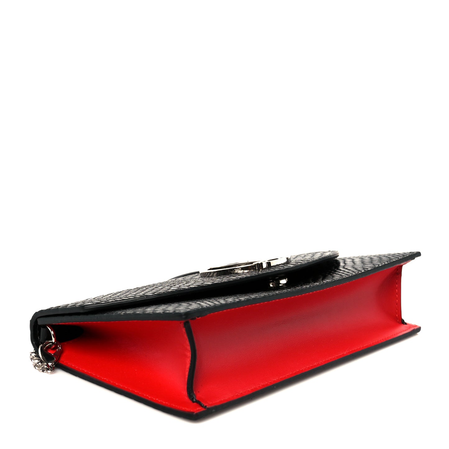 Jurassic Calfskin Embossed Loubi54 Crossbody Clutch Black
