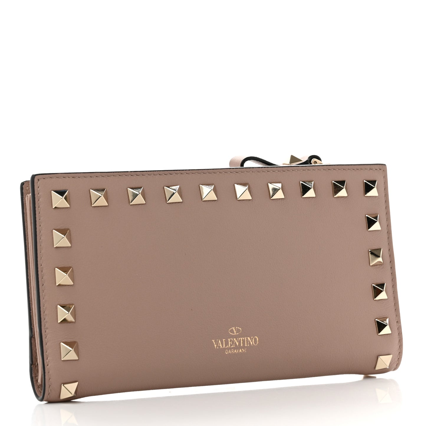Calfskin Rockstud Continental Wallet Poudre