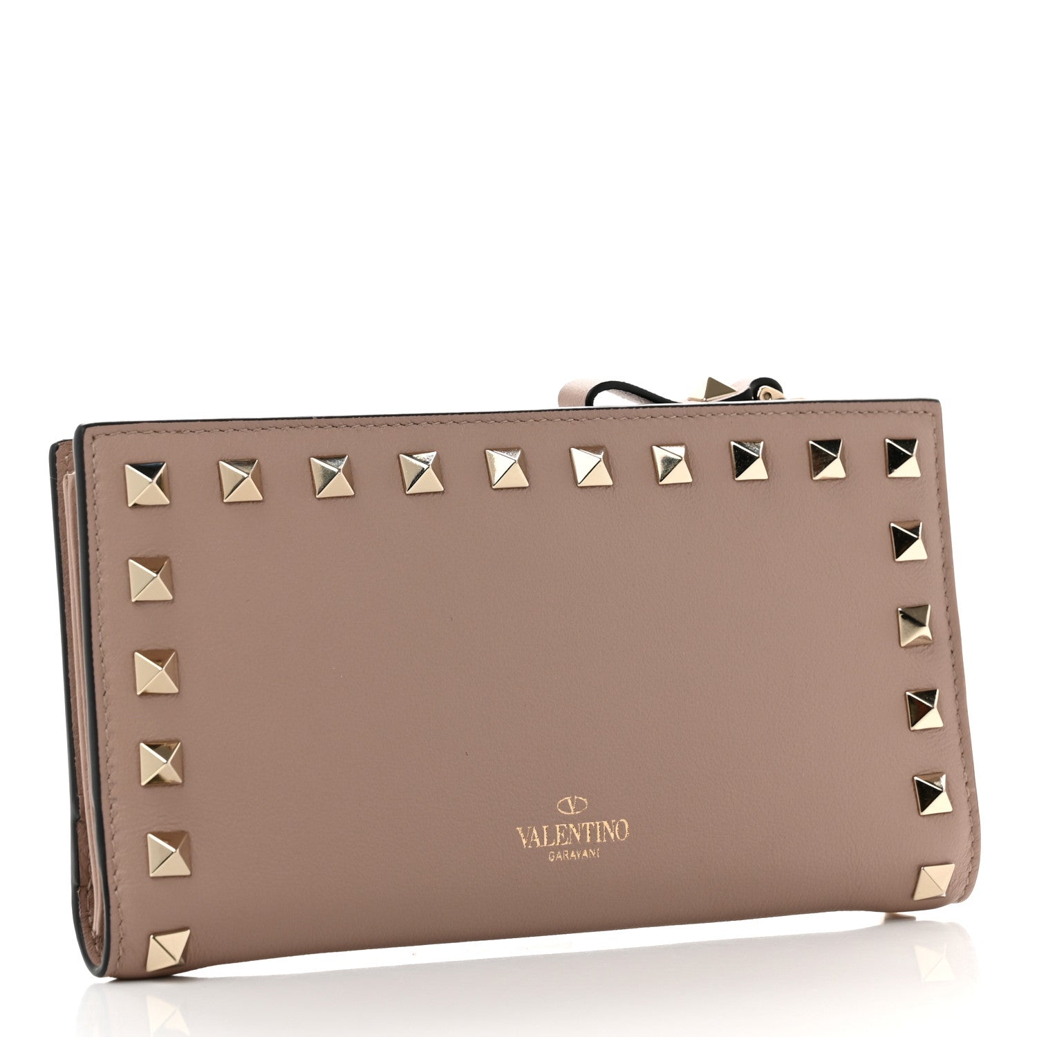 Valentino Garavani Calfskin Rockstud Continental Wallet Poudre 3 of 8