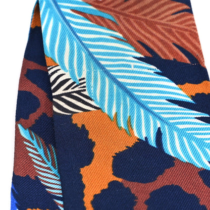 Hermes Silk Jaguar Quetzal Twilly Brun Bleu Orange 4 of 4