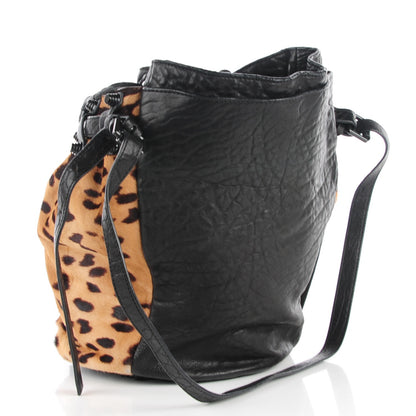 Alexander Wang Pebbled Lambskin Pony Hair Leopard Diego Bag Black 3 of 7