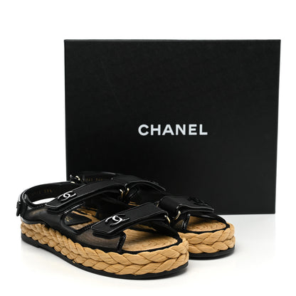Chanel Mesh Patent Calfskin Velcro Dad Sandals 39.5 Black 9 of 9