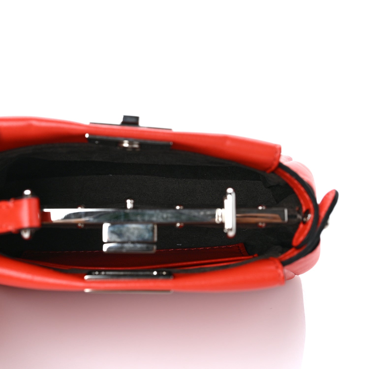 Fendi Shiny Nappa Micro Peekaboo Iconic Satchel Rosso Pimento 4 of 8