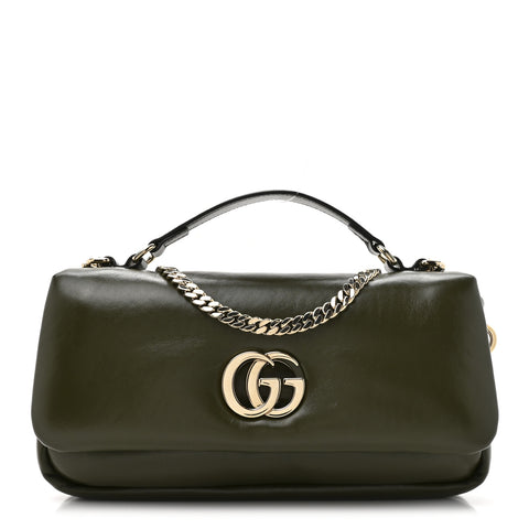 Lambskin Mini GG Milano Top Handle Shoulder Bag Green