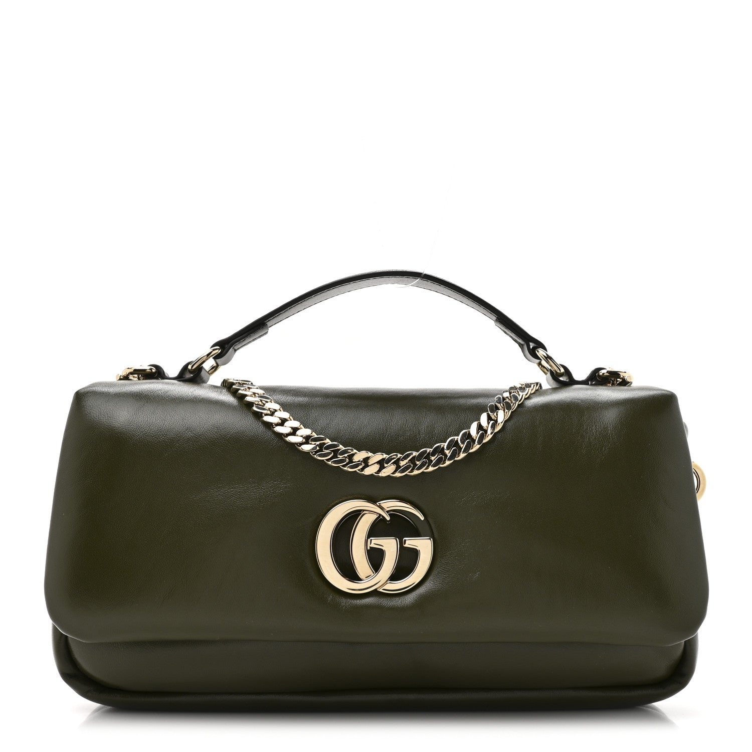 Gucci Lambskin Mini GG Milano Top Handle Shoulder Bag Green 1 of 10