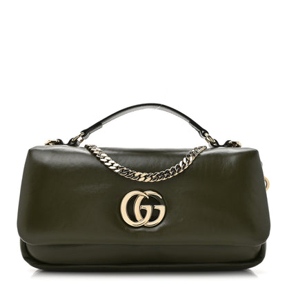 Gucci Lambskin Mini GG Milano Top Handle Shoulder Bag Green 1 of 10