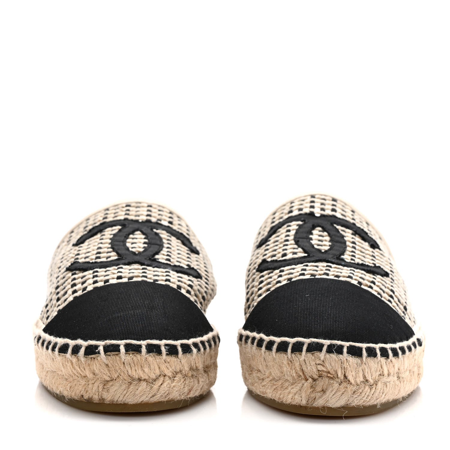 Chanel Mesh Grosgrain CC Espadrilles Mule 36 Beige Black 2 of 8