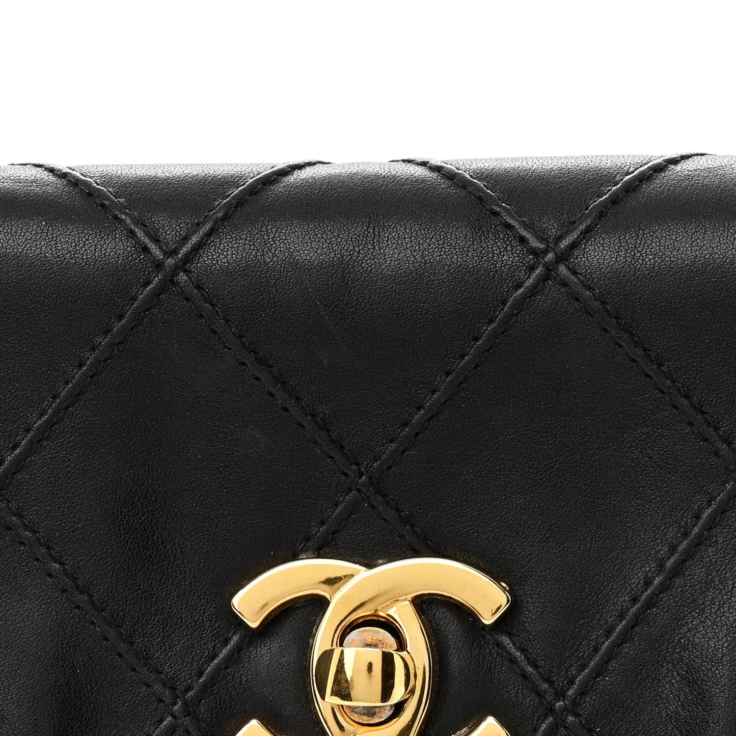 Calfskin Quilted Flap Waist Belt Bag Black