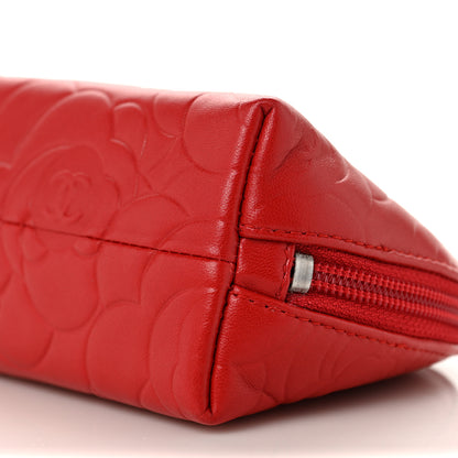 Chanel Lambskin Camellia Embossed Cosmetic Case Red 8 of 9