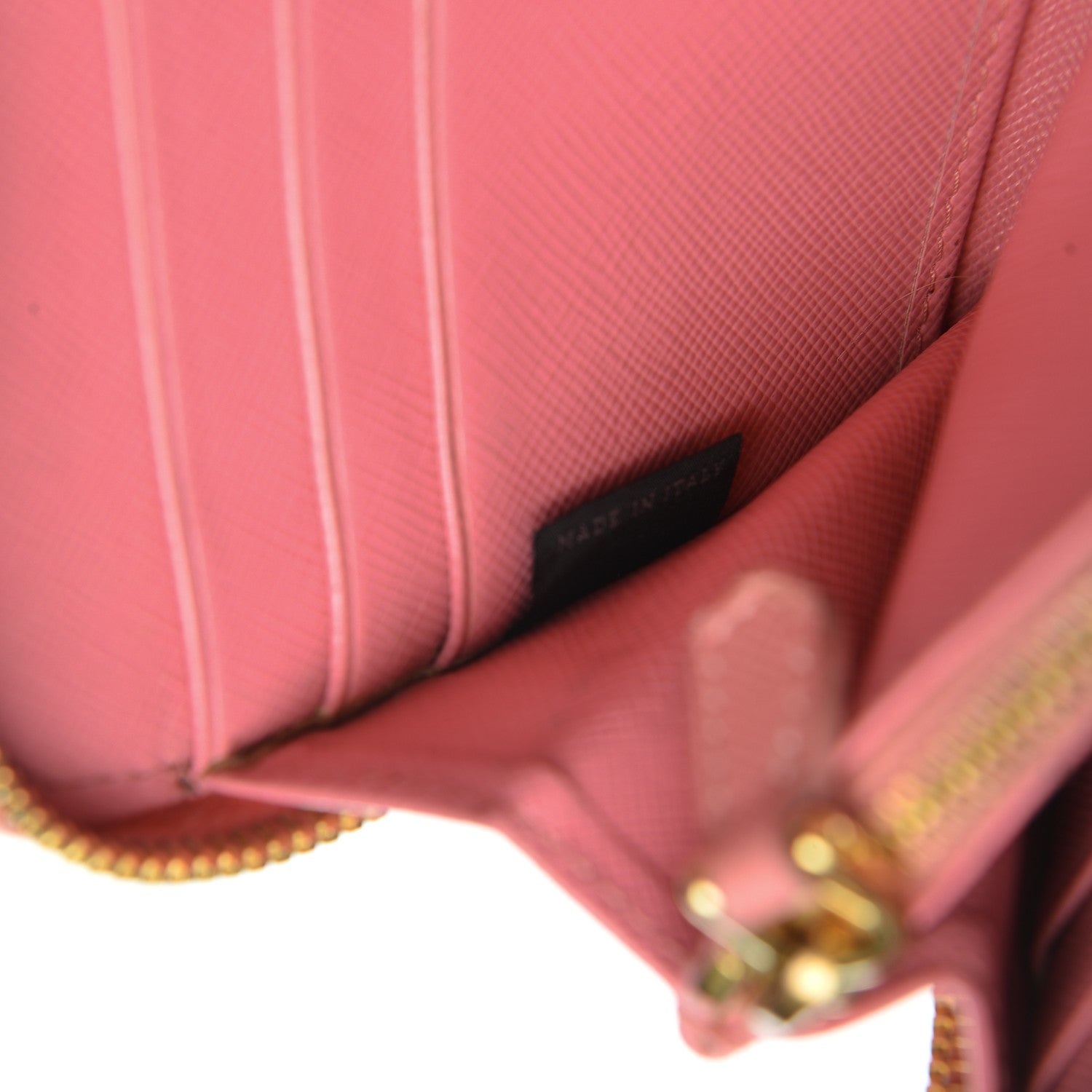 Prada Saffiano Metal Zip Around Wallet Geranio 9 of 11