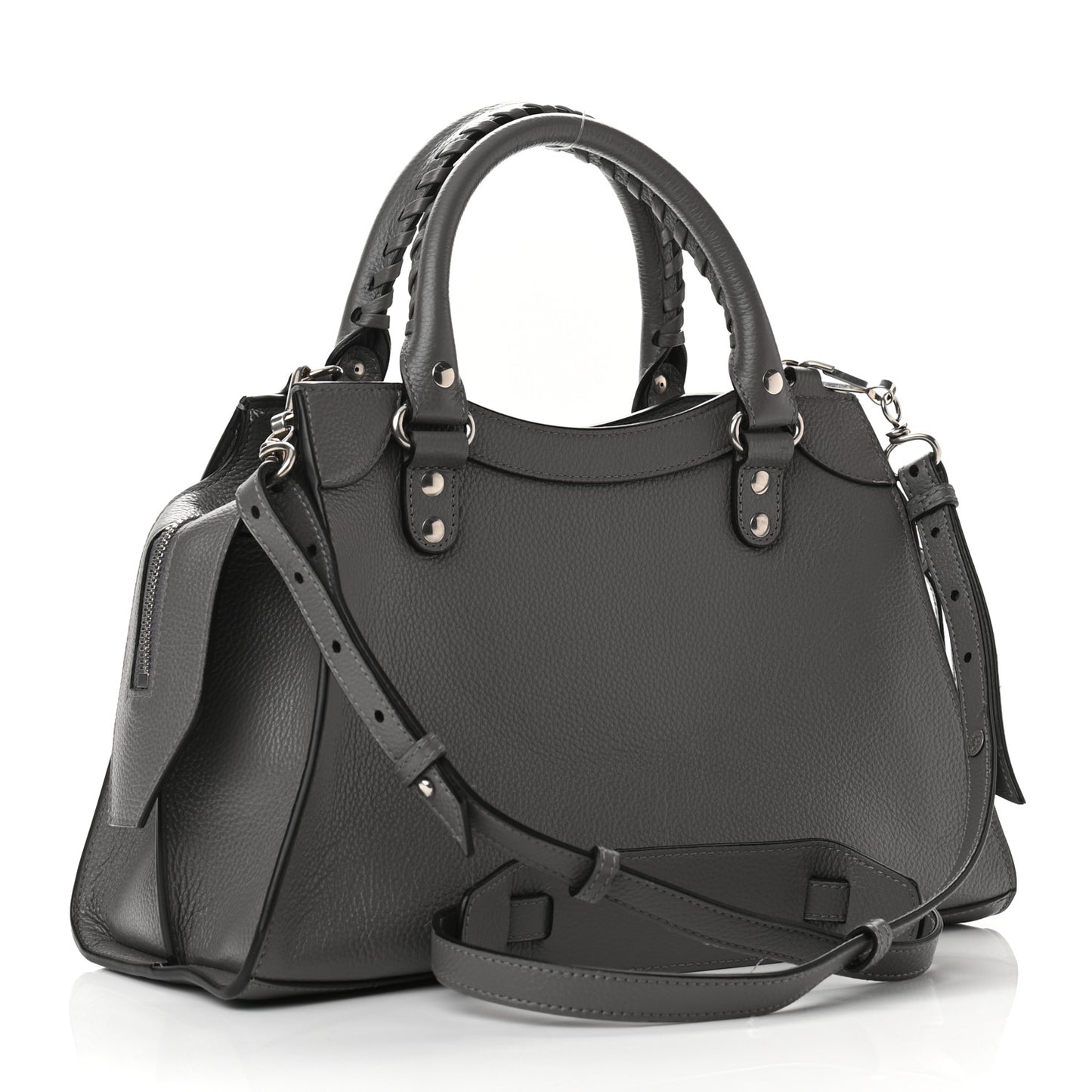 Grained Calfskin Neo Classic Silver Hardware S City Dark Grey